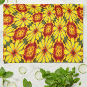 Gouden bloemen patroon theedoek