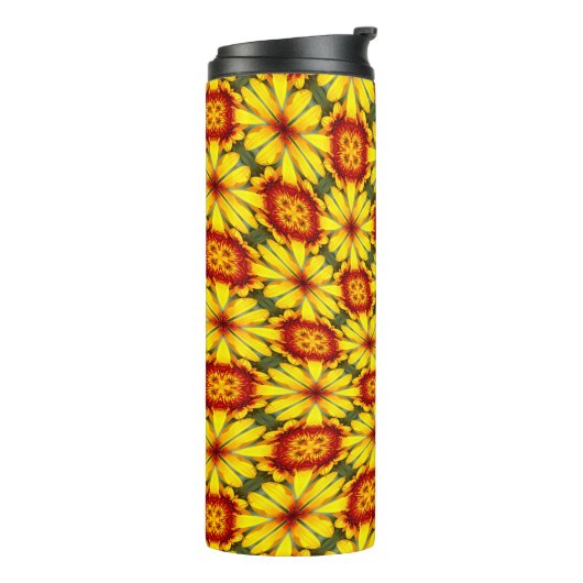 Gouden bloemen patroon thermosbeker (Gedraaid links)