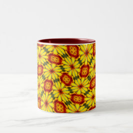 Gouden bloemen patroon tweekleurige koffiemok