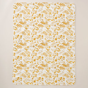 Gouden Bloemen Patroon voor Herfst Offwhite BG Sherpa Deken