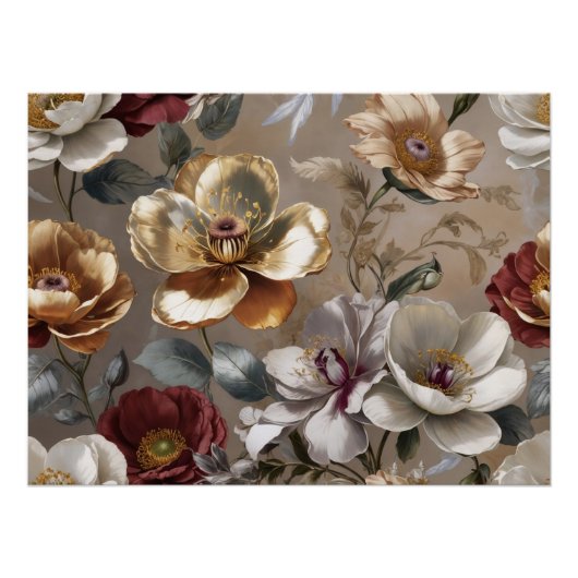 Gouden bloemen perfect poster (Voorkant)
