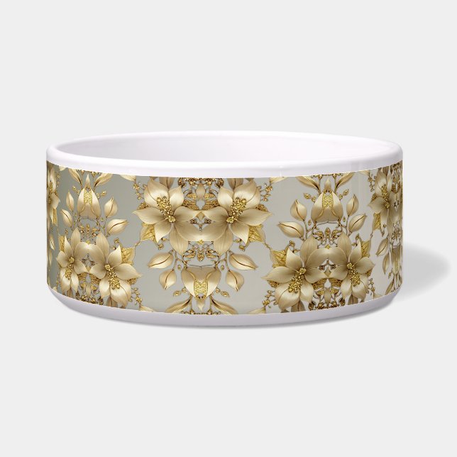 Gouden Bloemen Pet Bowl Voerbakje (Links)