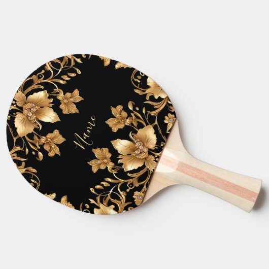 Gouden Bloemen Ping Pong Paddle Tafeltennisbatje (Zijkant)