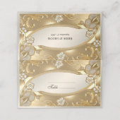 Gouden Bloemen Place Card Plaatskaartje (Buitenkant ongevouwen)