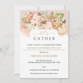 Gouden Bloemen Pompoen Thanksgiving Diner Invitati Kaart (Voorkant)