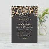  Gouden Bloemen Quinceanera Invitation Kaart (Staand voorkant)