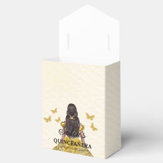 Gouden Bloemen Quinceañera Vlinders Bedankdoosjes (Geopend)