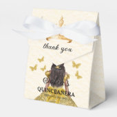 Gouden Bloemen Quinceañera Vlinders Bedankdoosjes (Voorkant Zijde)