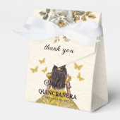Gouden Bloemen Quinceañera Vlinders Bedankdoosjes (Voorkant Zijde)