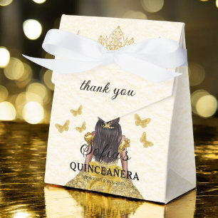 Gouden Bloemen Quinceañera Vlinders Bedankdoosjes