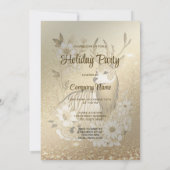 Gouden Bloemen Rendier Kerstfeest uitnodiging (Achterkant)