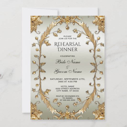 Gouden Bloemen repetitie diner Kaart (Voorkant)