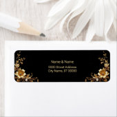 Gouden bloemen retouradreslabel etiket (Insitu)