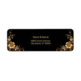 Gouden bloemen retouradreslabel etiket