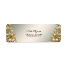 Gouden bloemen retouradreslabel etiket