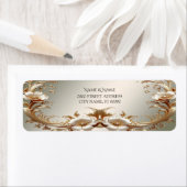 Gouden bloemen retouradreslabel etiket (Insitu)