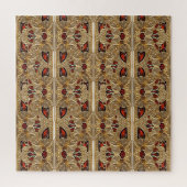 Gouden Bloemen Rode Decoratieve Jigsaw Puzzel (Verticaal)