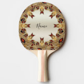Gouden Bloemen Rode Decoratieve Ping Pong Paddle Tafeltennisbatje (Achterkant)