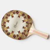 Gouden Bloemen Rode Decoratieve Ping Pong Paddle Tafeltennisbatje (Zijkant)