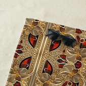 Gouden Bloemen Rode Decoratieve Strandlaken (In situ)