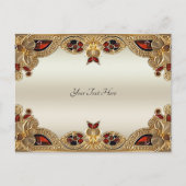 Gouden Bloemen Rode Edelsteen Ansichtkaart Briefkaart (Voorkant)