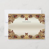 Gouden Bloemen Rode Edelsteen Dankjewel Kaart (Achterkant)