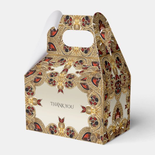 Gouden Bloemen Rode Edelsteen Favoriet Box Bedankdoosjes (Achterkant)