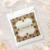 Gouden Bloemen Rode Edelsteen Favoriet Tas Bedankzakje (Geknipt)