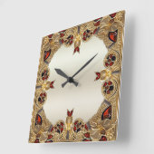 Gouden Bloemen Rode Edelsteen Muur Klok (Hoek)