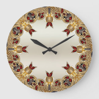 Gouden Bloemen Rode Edelsteen Muur Klok
