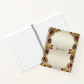 Gouden Bloemen Rode Edelsteen Notitieboek (Binnen)