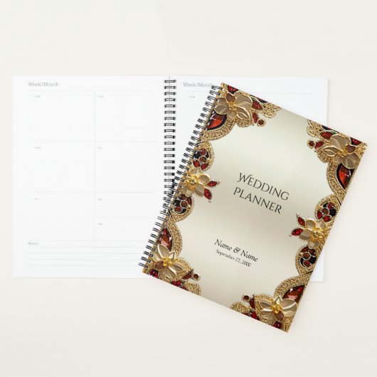 Gouden Bloemen Rode Edelsteen Planner (Display)