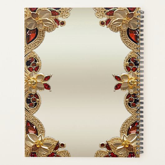Gouden Bloemen Rode Edelsteen Planner (Achterkant)