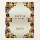 Gouden Bloemen Rode Edelsteen Planner (Voorkant)