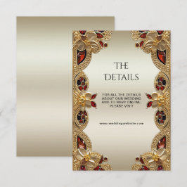 Gouden Bloemen Rode Edelsteen Splendor Detail Informatiekaartje