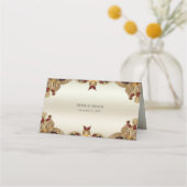 Gouden Bloemen Rode Edelsteen Splendor Place Card Plaatskaartje