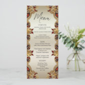 Gouden Bloemen Rode Edelsteen Splendor Wedding Men Menu (Staand voorkant)