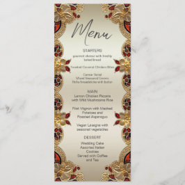 Gouden Bloemen Rode Edelsteen Splendor Wedding Men Menu