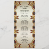 Gouden Bloemen Rode Edelsteen Splendor Wedding Programmakaart (Achterkant)