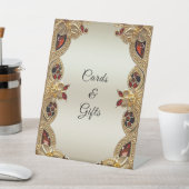 Gouden Bloemen Rode Edelsteen Tafel Tekens Reclamebord Met Voetstuk (Insitu)