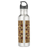 Gouden Bloemen Rode Edelsteen Waterfles Waterfles (Achterkant)