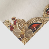 Gouden Bloemen Rode Edelsteen Weefsel Papier (Detail)