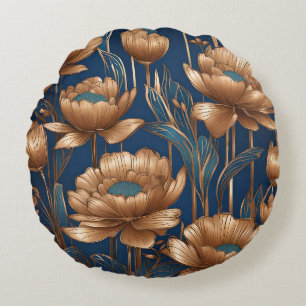 Gouden Bloemen Rond Kussen