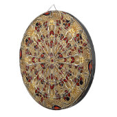 Gouden Bloemen Rood Decoratief Dartbord (Voorkant Rechts)