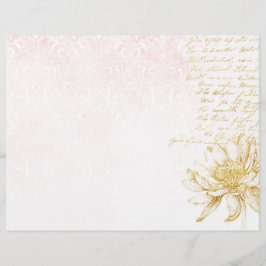 Gouden Bloemen & Roze Damast Scrapbook Papier