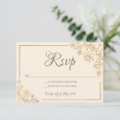 Gouden Bloemen RSVP-kaart RSVP Kaartje (Staand voorkant)