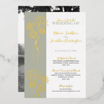 Gouden Bloemen Salie Foto Bruiloft Folie Uitnodigi