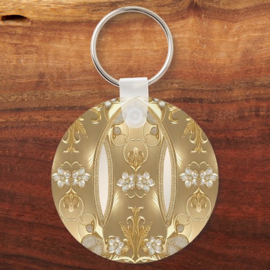 Gouden  Bloemen Sleutelhanger (Voorkant)