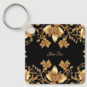 Gouden Bloemen Sleutelhanger