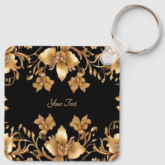 Gouden Bloemen Sleutelhanger (Achterkant)